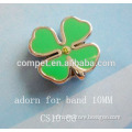 Cute 8mm Four Leaf Clover Slide Charms with only one Rhinestone